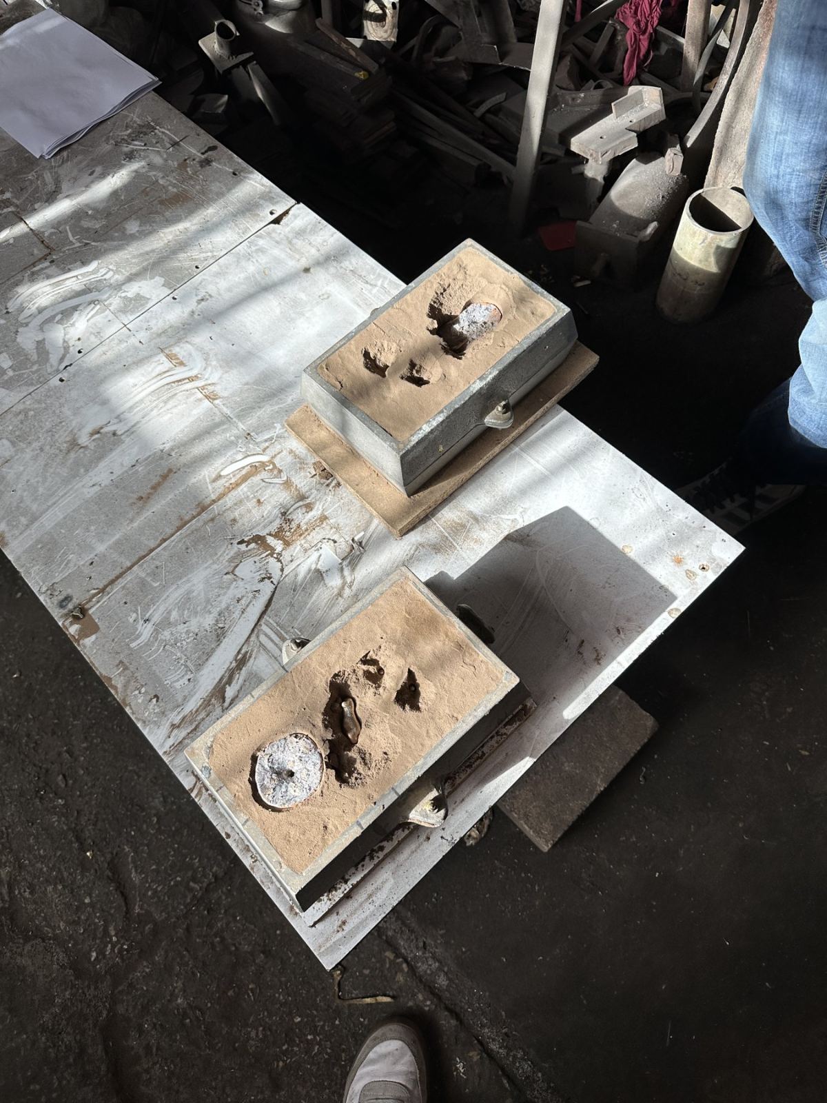 Sand molds after pouring