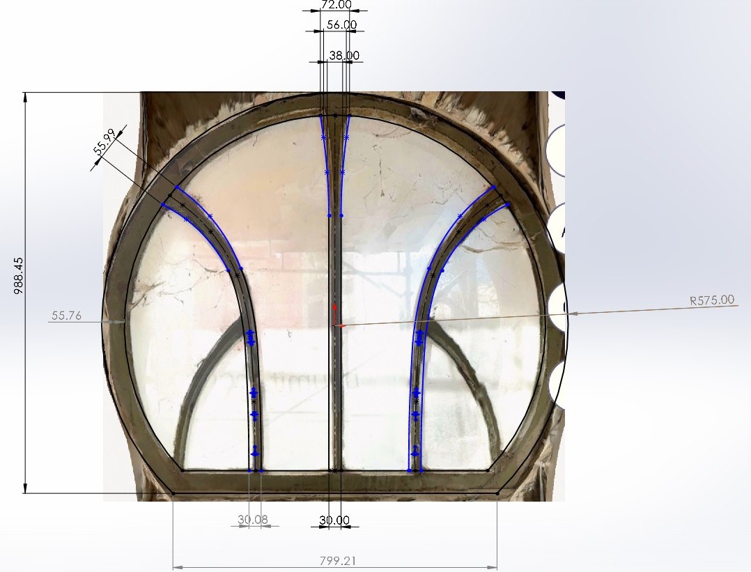 Arched window traced over photograph