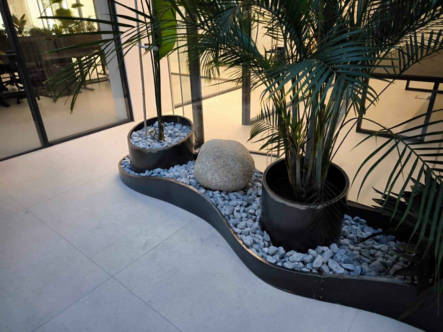 Planters in the office lobby