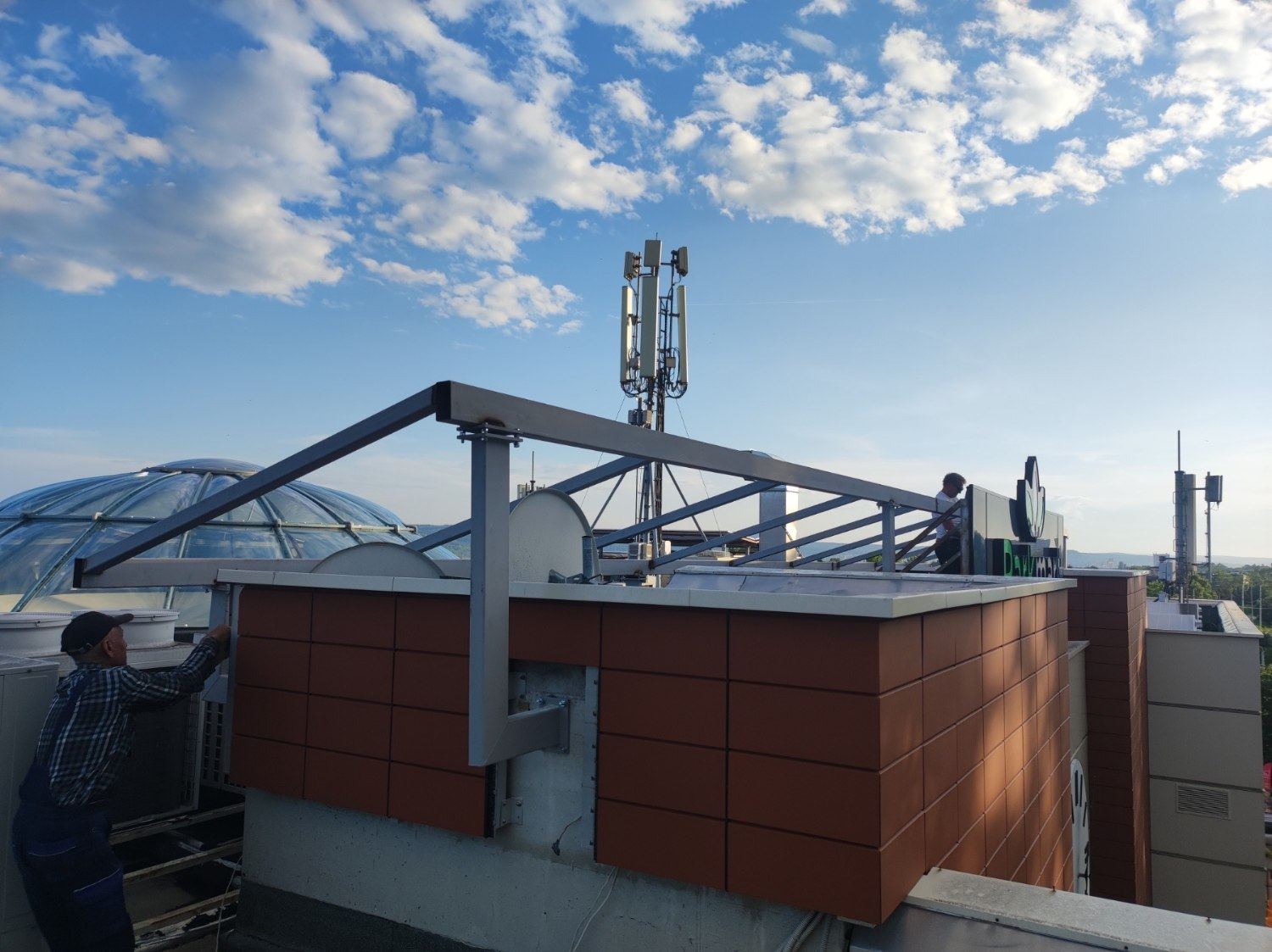 Setting out on the Parkmart roof