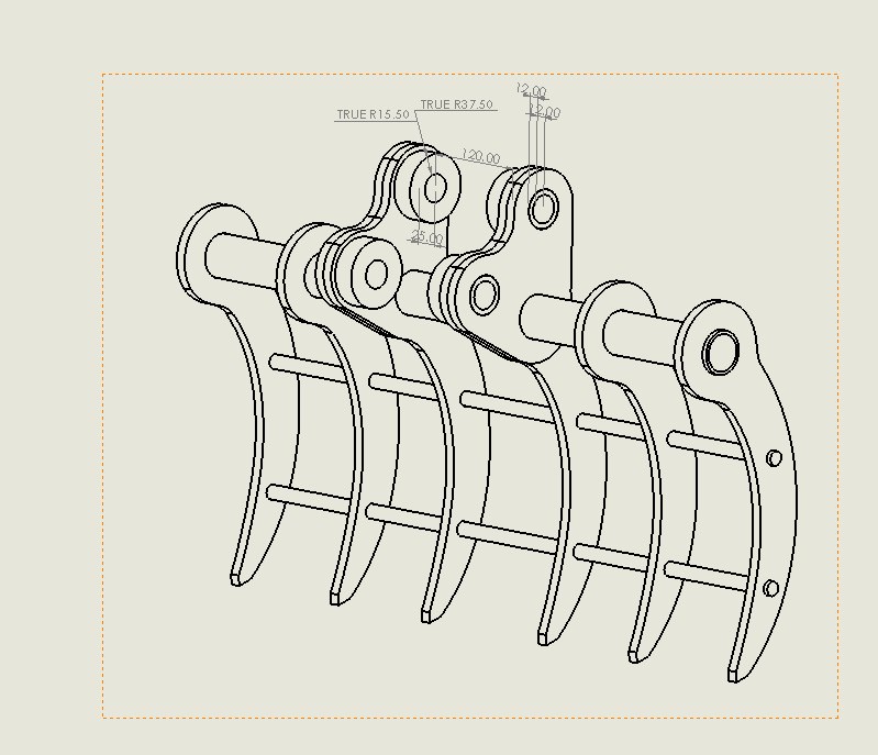 Excavator rake — drawing